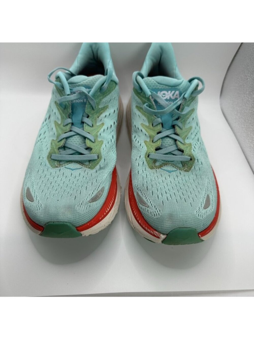 Hoka One One W Clifton 8 Shoes Womens Size 10.5B Blue Red Running Cushioned - Picture 3 of 10
